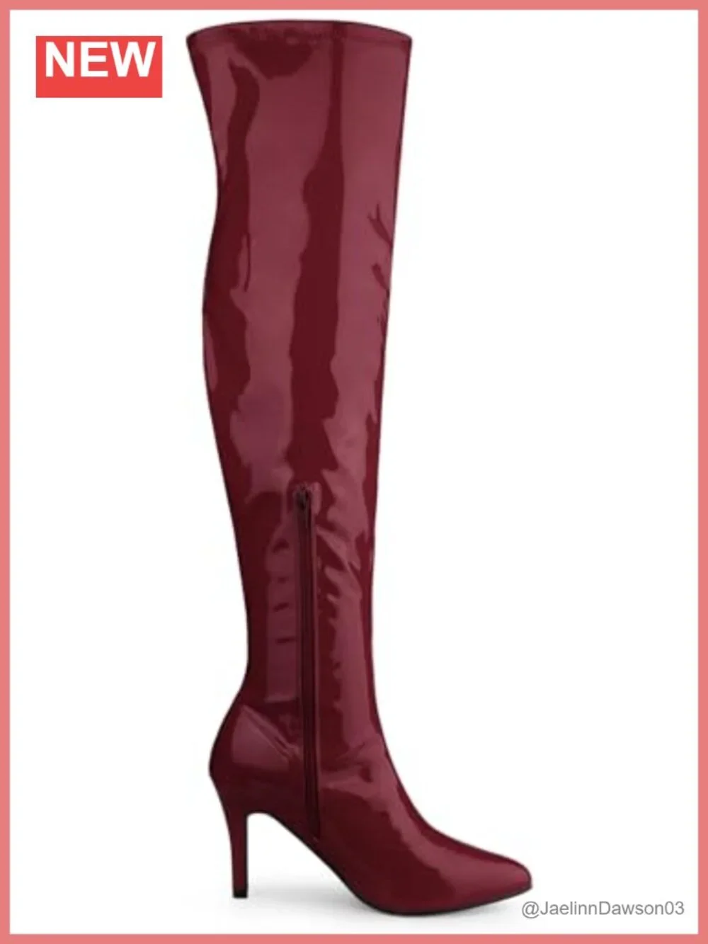 Over Knee High Patent Leather Stiletto Heel Boots Pointed Toe Zip